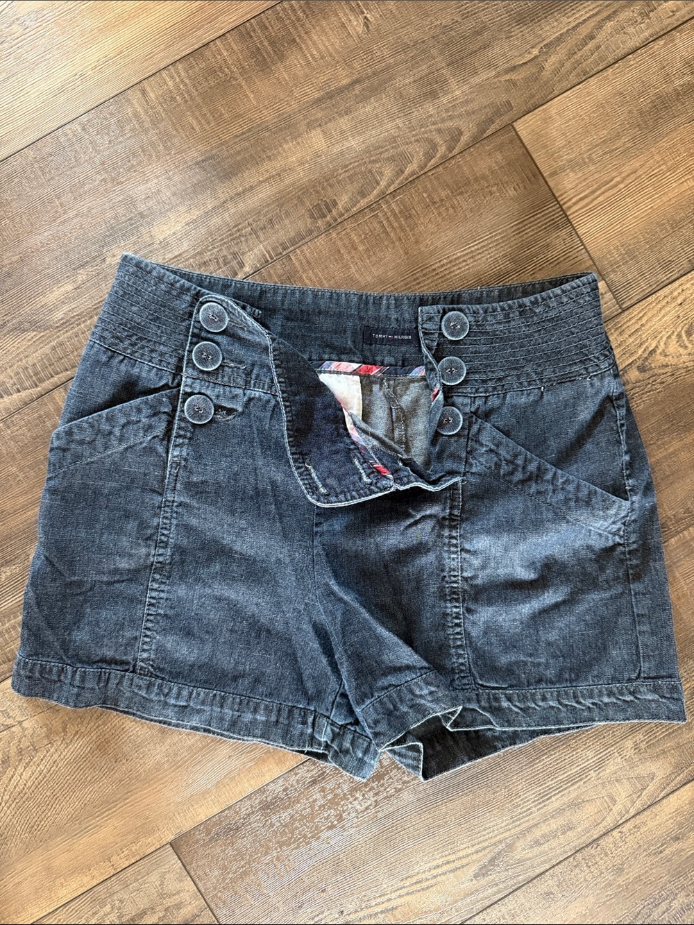 Tommy Hilfiger Dark Washed Denim Button-Front Shorts